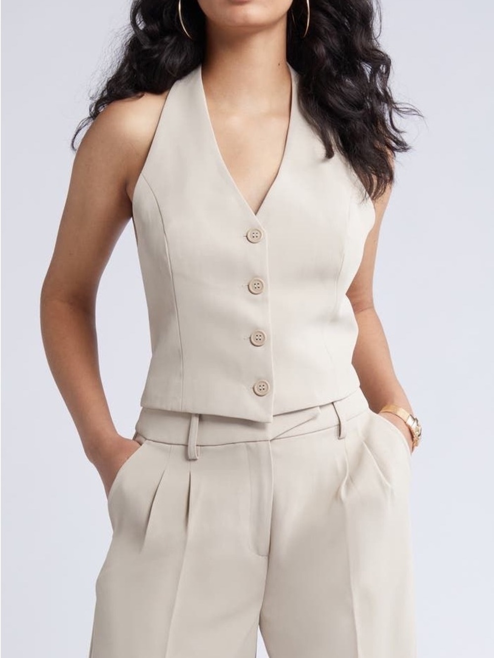 Open edit • NWT $112 USD Sleeveless V-Neck Button Vest PTP 21”